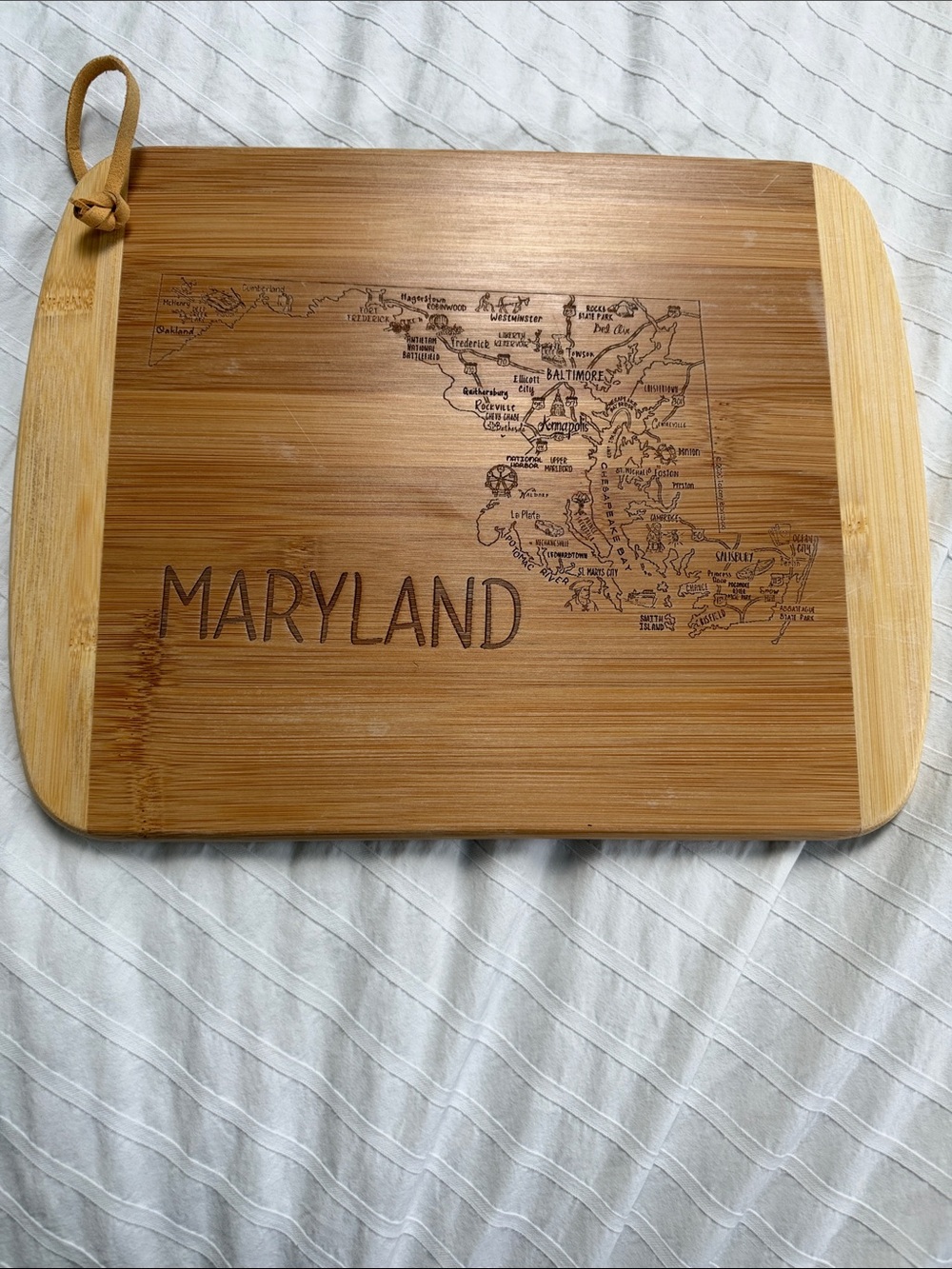 Maryland Bamboo Cutting Board with State Map